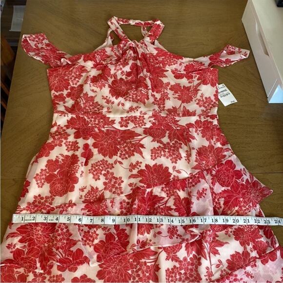 Chelsea28 Nordstrom Pink & Red Floral Off Shoulder Midi Dress Size XL - Picture 8 of 11